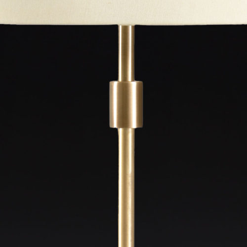 Cast Brass Table Lamp With Light Tan Silkette Shade
