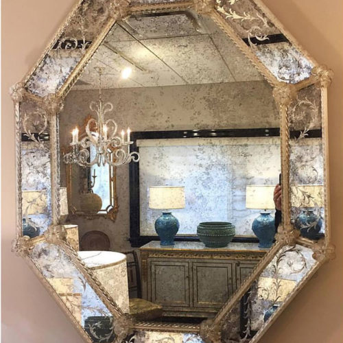 1940s Italian Antique Venetian Geometric Amber Gold Murano Glass Mirror –  Cosulich Interiors & Antiques