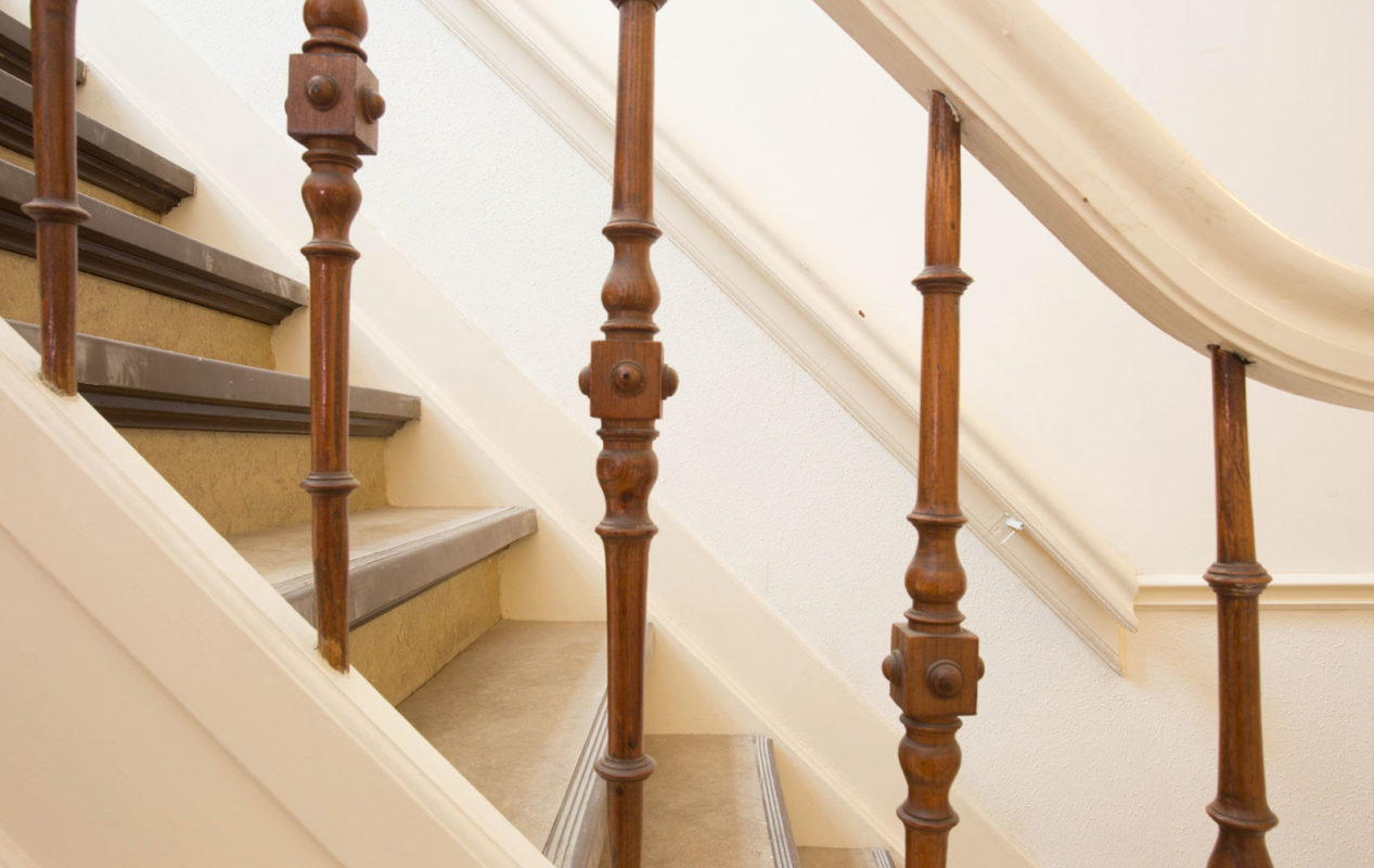 staircase parts; hand-crafted antique carved wood newels