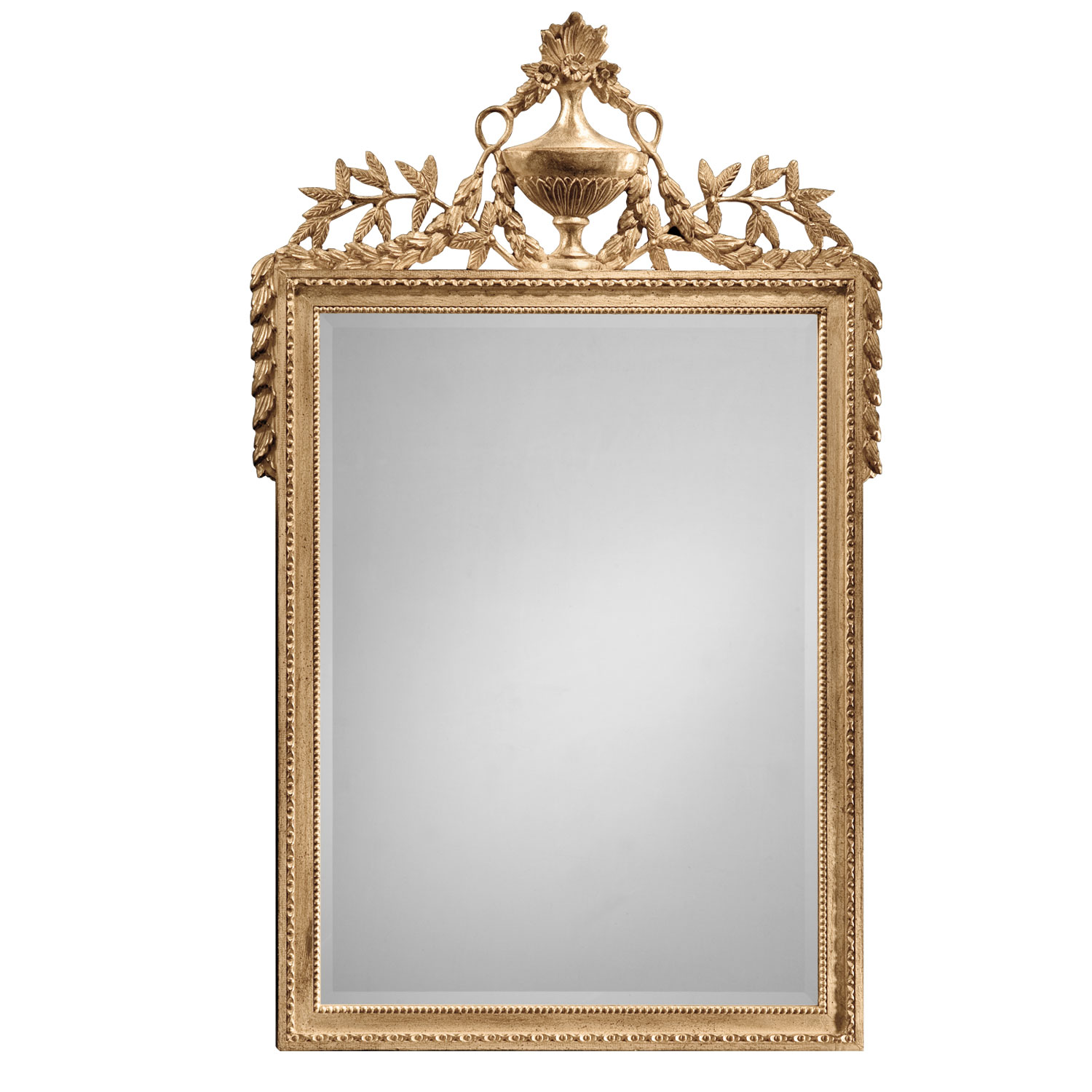 french wall mirror with bow detail, gold metal leaf