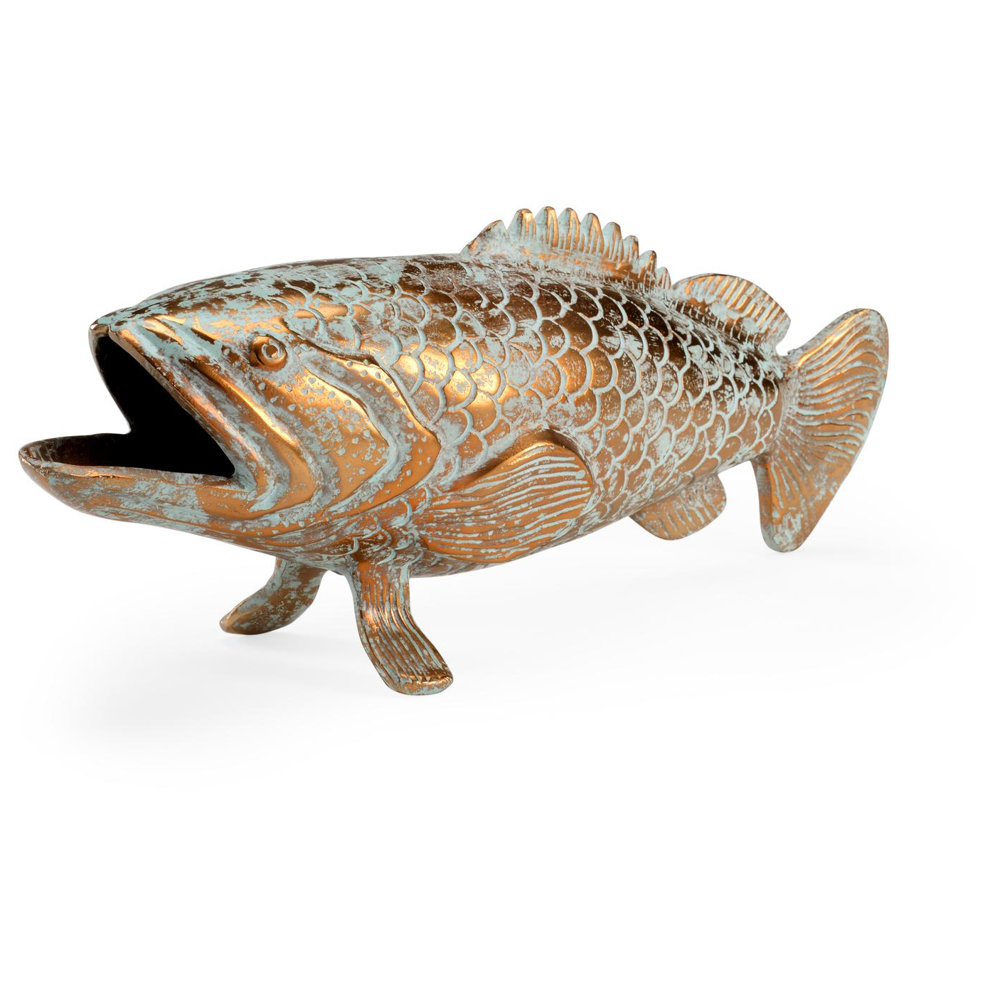 Coastal Catch Rustic Brass Fish Figurine - Coastal Decor - Home Accents