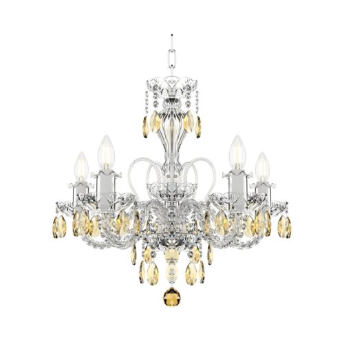 Empire Style 5 Light Bohemian Amber Crystal Chandelier