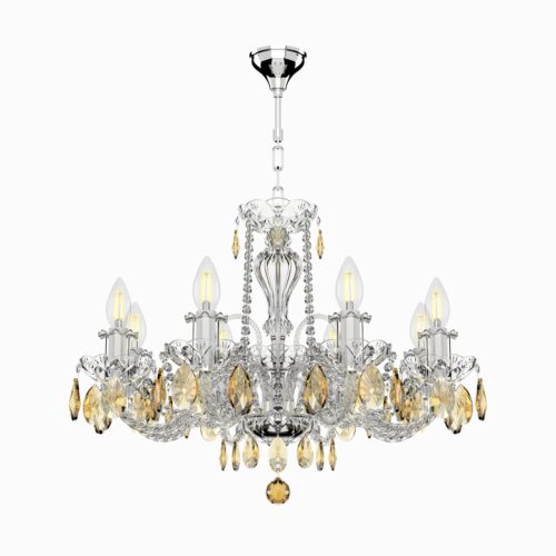 Empire Style 8 Light Bohemian Amber Crystal Chandelier