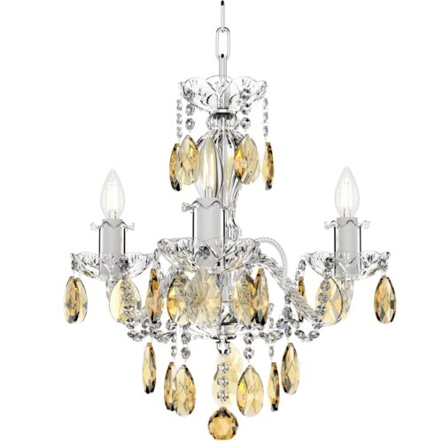 Empire Style 3 Light Authentic Bohemian Crystal Chandelier (Amber)