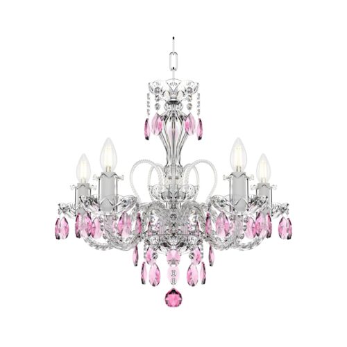 Empire Style 5 Light Bohemian Red Crystal Chandelier