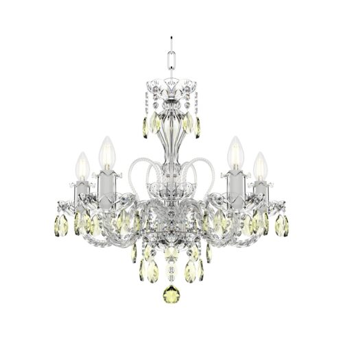 Empire Style 5 Light Bohemian Yellow Crystal Chandelier