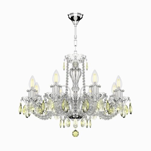 Empire Style 8 Light Bohemian Yellow Crystal Chandelier